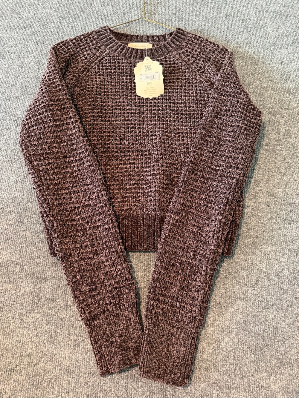 Altar'd State Chunky Crewneck Sweater in Chocolate Brown